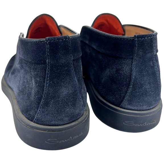 Santoni Andvari Mens Navy Suede Ankle Boot Size 8.5 Made In Italy - Picture 3 of 7